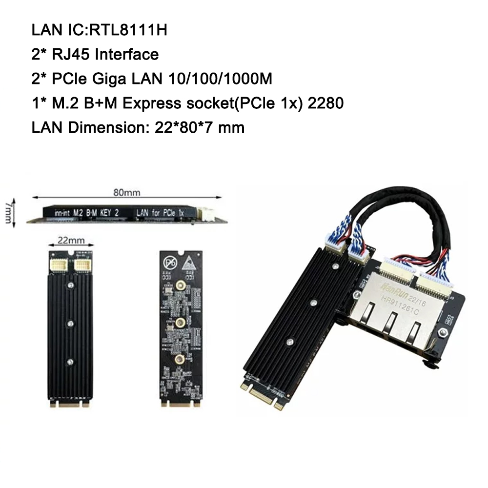 Industrial M.2 B+M Key Dual Po - Gigabit Network Card ulasan dan harga