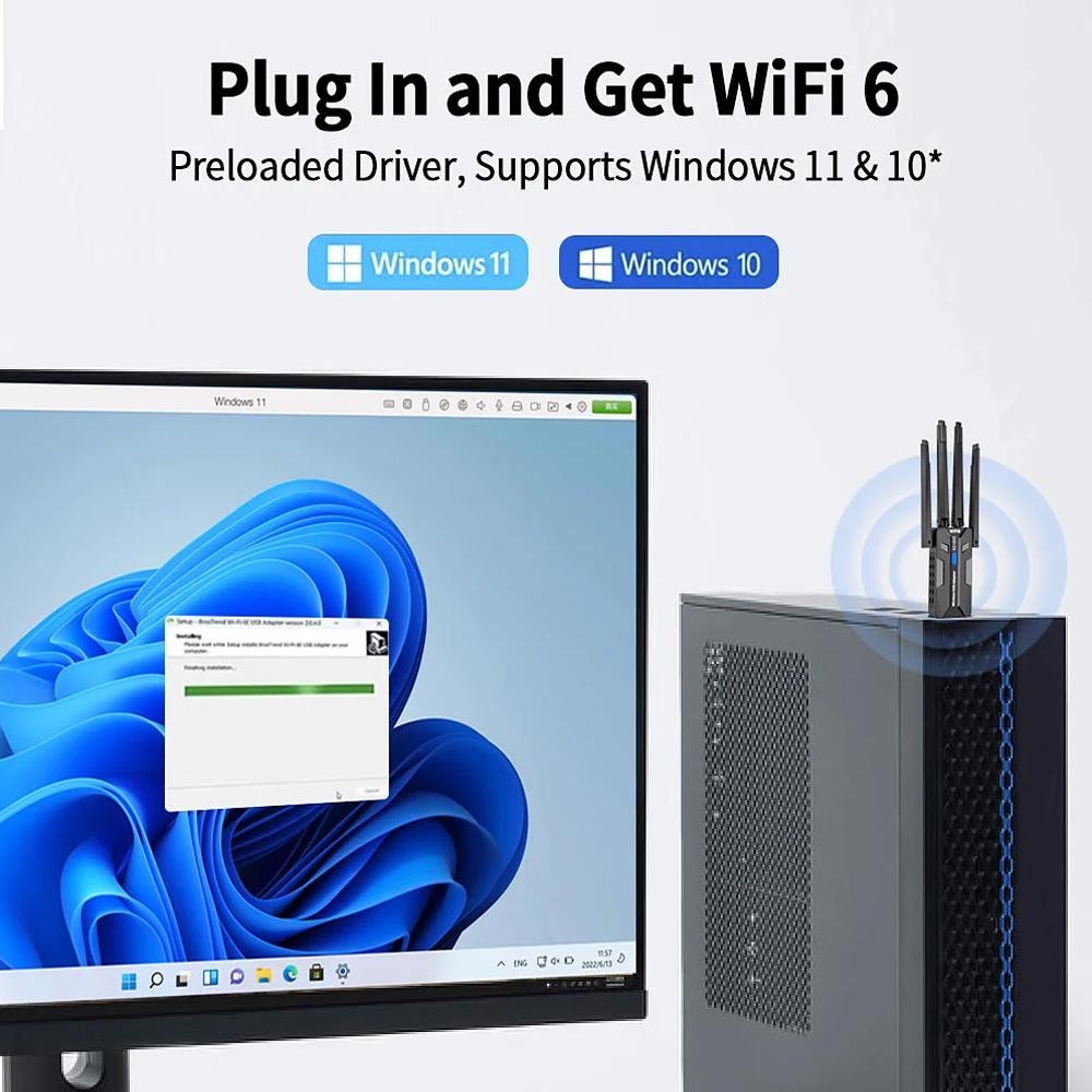 WiFi 6 USB 3 0 Adapter 1800 Mb - Gigabit Network Card ulasan dan harga
